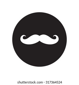 black and white Mustache. Single flat icon. Vector illustration