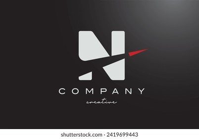 black white N letter logo icon design vector illustration. Creative red arrow template for company or business