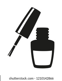 Black and white nail varnish silhouette. Hand hygiene solution. Beauty manicure themed vector illustration for icon, logo, stamp, label, sticker, badge, gift card, certificate or flayer decoration