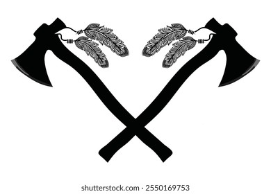 Black and white native American tomahawk vector