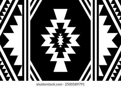 Black and white Native pattern american tribal indian ornament pattern geometric ethnic textile texture tribal aztec pattern navajo mexican fabric seamless Vector decoration fashion