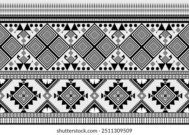 Black and white Native pattern. Traditional Aztec geometeric seamless ethnic. Southwest Navajo culture tribal backdrop  for textile, printing, clothing, wallpaper, wrapping