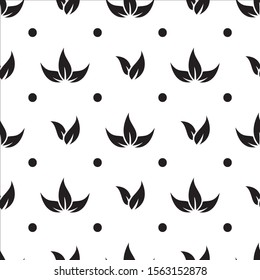Black and White Nature Leaf Seamless Pattern Background