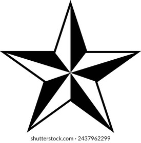 Black White Nautical Star Five Pointed Vector EPS PNG Clip Art No Transparent Background