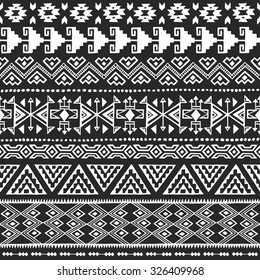 black and white Navajo Ethnic seamless pattern. aztec abstract geometric print. hipster backdrop. Tribal background texture. Wallpaper, cloth design, fabric, paper, wrapping, postcards. hand drawn.