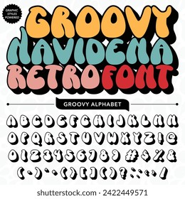 Black and White Navidena Arts groovy vintage retro bold Font template