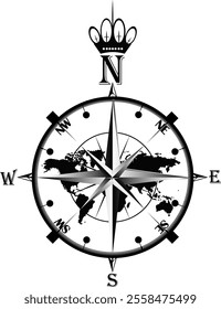 black and white navigational compass