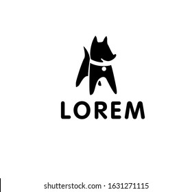 Black and white neat dog silhouette logo. Editable EPS vector
