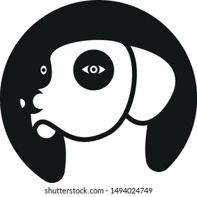 Black and white negative space dog mark