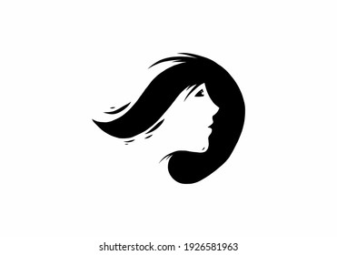Black and white negative space style of woman face design