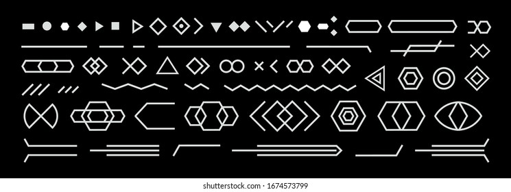 Black and white Neo Memphis geometric design background elements composition set juxtaposed shapes and lines, zig zags, squiggles for flyer, leaflet, banner and poster