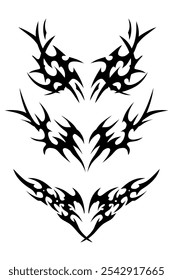 black and white neo tribal tattoo design set