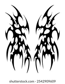 black and white neo tribal wings tattoo design