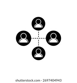 Black and White Network Group of People Connection Icon
