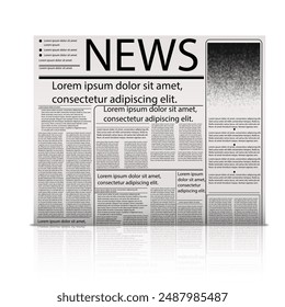 Black and white newspaper on a white background. Vector illustration