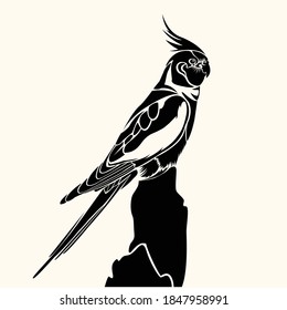 Esténcil de pájaro blanco y negro.