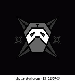 Black and white ninja mascot for e sport or gaming logo