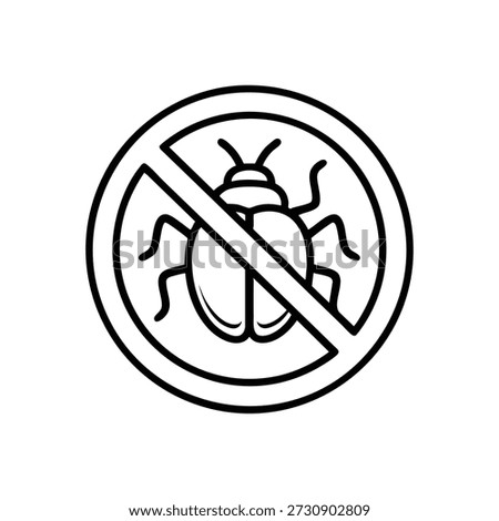 Black and white no bug icon vector cyber security antivirus malware protection sign