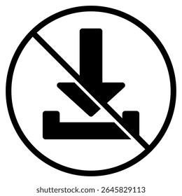 Black and white no downloading icon signifies restriction or a prohibition of downloads and could be used for web security topics.