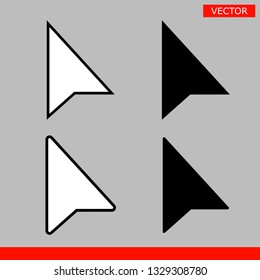 Black and white no pixel arrow  cursors icon sign vector illustration set flat style design isolated on gray background.