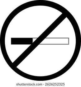 Black and white "No Smoking" icon. A universal symbol indicating prohibition. Black conveys authority and restriction, while white provides contrast for clarity. Clear and easily recognizable.