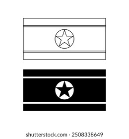 black white North Korea flag icon set