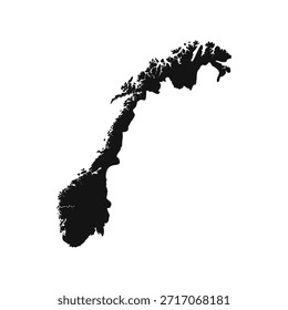 Mapa simples de Noruega preto e branco