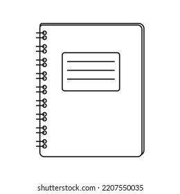 Black and white notebook icon. Back to school. School supplies.