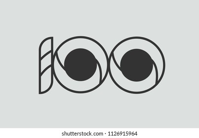 black and white number 100 logo design suitable for a company or business