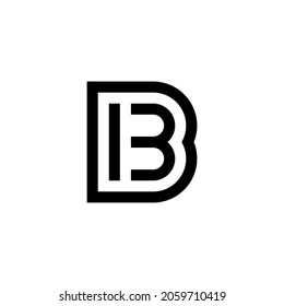 Black and white number 13 and letter B, IB vector icon design for for website, infographic, brochure, cover, celebration event, invitation, greeting, web template.