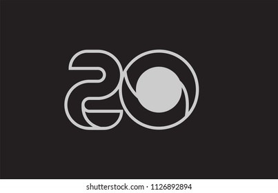 black and white number 20 logo design suitable for a company or business