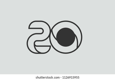 black and white number 20 logo design suitable for a company or business