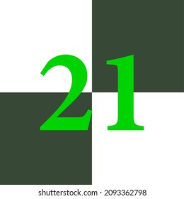 black and white number 21, chessboard design concept