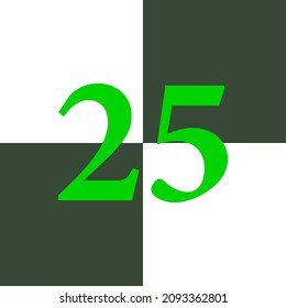 black and white number 25, chessboard design concept