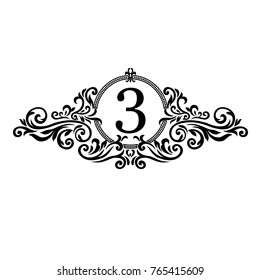 Black and white number 3 diagonal logo template, vector illustrations