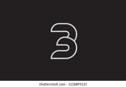 black and white number 3 logo design suitable for a company or business