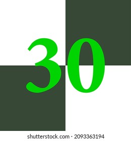 black and white number 30, chessboard design concept