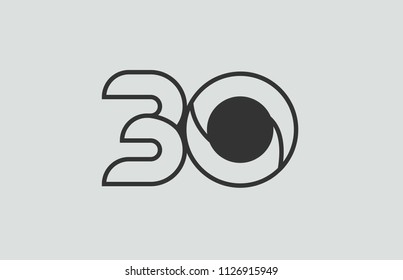 black and white number 30 logo design suitable for a company or business