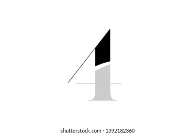 black and white number 4 four logo icon design for a company or business