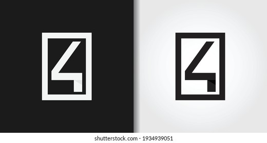 blanco y negro número 4 conjunto de logotipos plantilla de idea vector