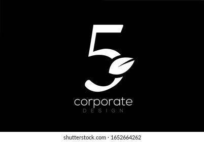 Schwarz-Weiß Nummer 5 fünf fünf Blatt Logo Symbol Design für Unternehmen und Unternehmen. Geeignet für ein Logo