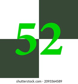 black and white number 52, chessboard design concept