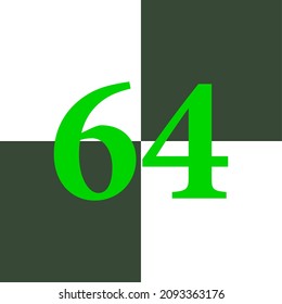 black and white number 64, chessboard design concept