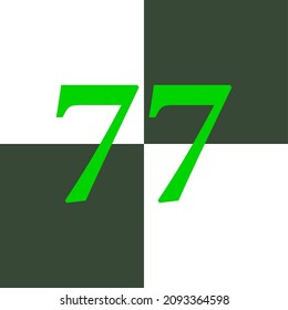 black and white number 77, chessboard design concept