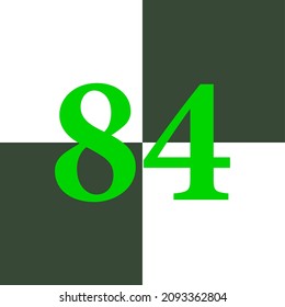 black and white number 84, chessboard design concept