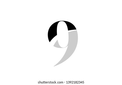 black and white number 9 nine logo icon design for a company or business