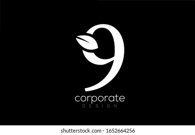 en blanco y negro, el número 9 de nueve hojas de logo diseño para la empresa y los negocios. Adecuado para un logotipo