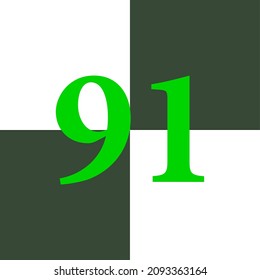 black and white number 91, chessboard design concept