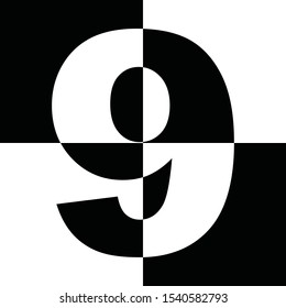 black and white number, chessboard design concept