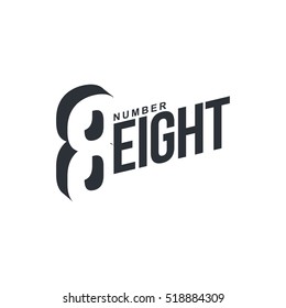 Black and white number eight diagonal logo template, vector illustrations isolated on white background. Graphic logo with diagonal logo with number eight